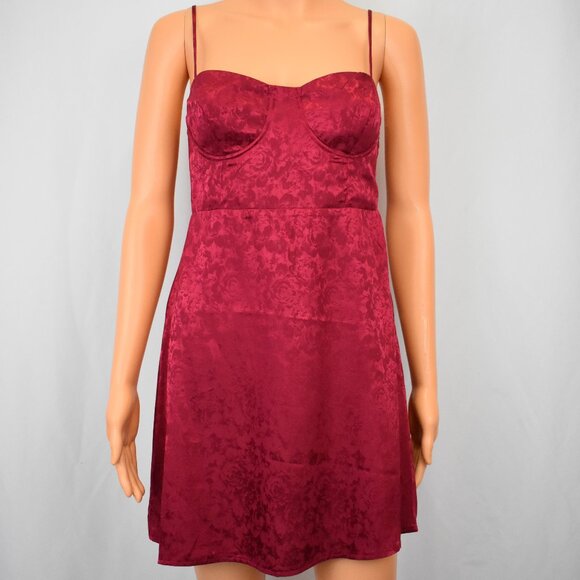 Princess Polly Dresses & Skirts - Princess Polly Red Mini Satin Floral Bustier Dress Women's 6 Coquette Romantic